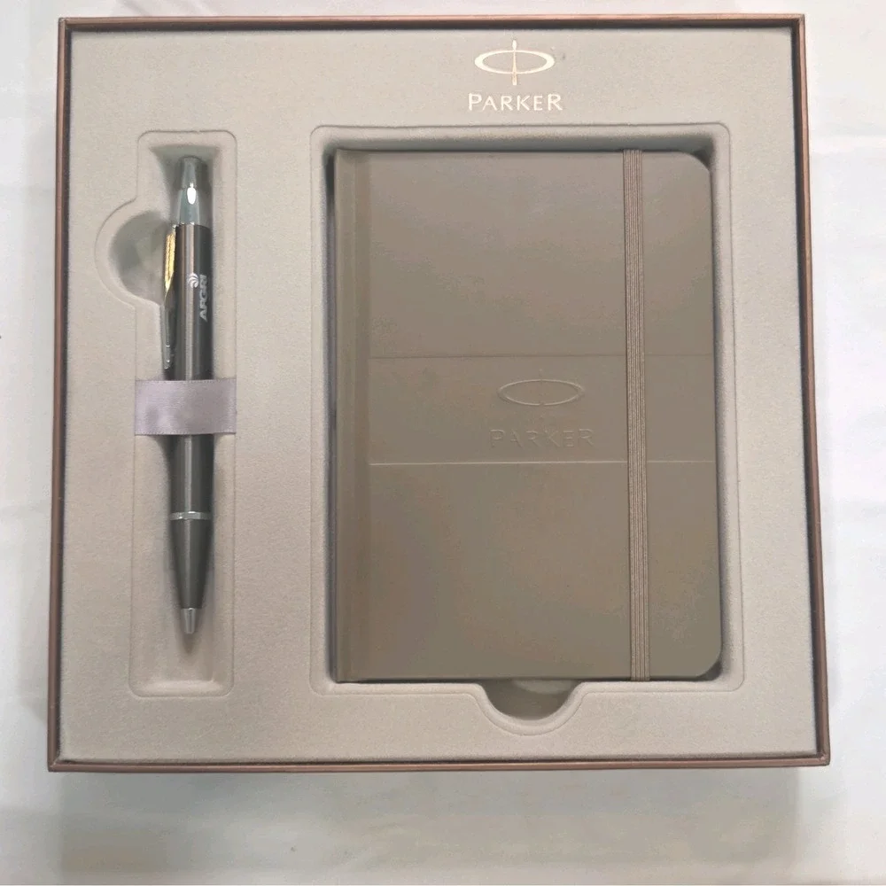 Parker Unisex Jotter Pen and Notebook Gift Set Tan Gunmetal Grey AFGRI Logo